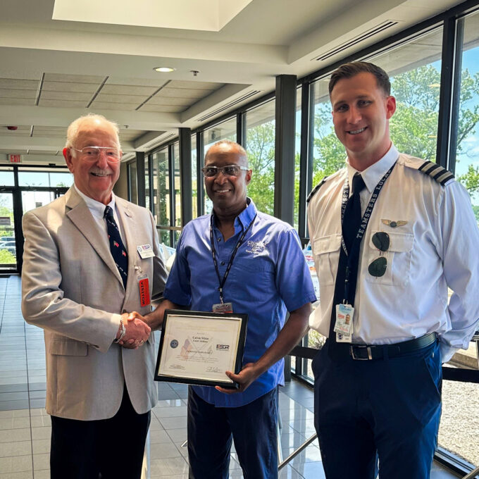 Calvin White receiving the Patriot Award from the Employer Support of the Guard and Reserve